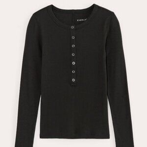 Black Everlane Luxe Micro-Rib Henley - Size S